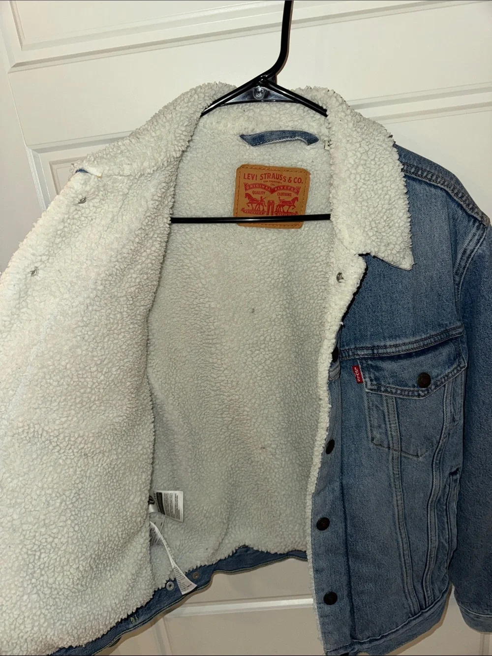 Levi's Light Blue Denim Sherpa Collar Jacket - Picture 6 of 7